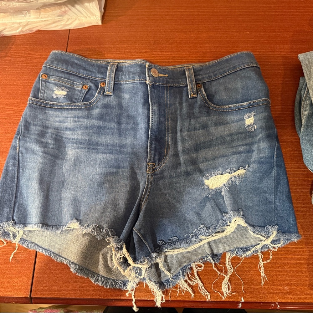 Levi's Frayed Hem Blue Jean Shorts